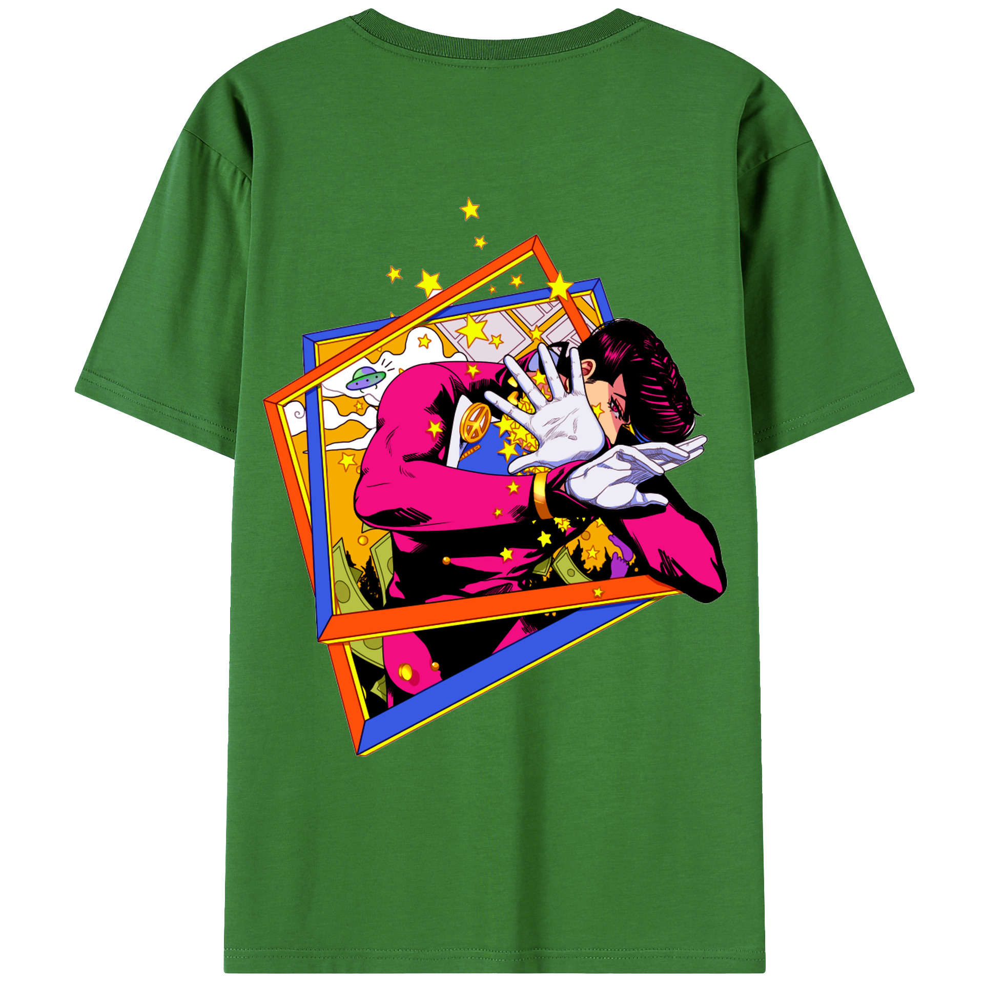 （画像用） ジョジョの奇妙な冒険 ひがしかた じょうすけ JoJo's Bizarre Adventure Higashikata Josuke レディース半袖Tシャツ(バックプリント)